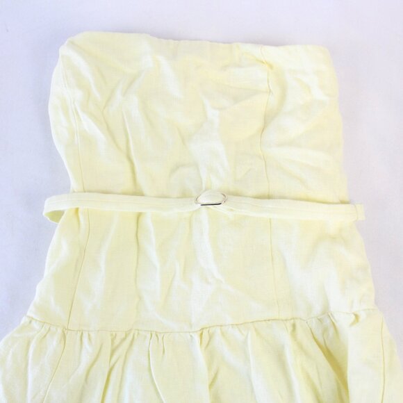 Abercrombie & Fitch Linen Drop-Waist Belted Midi Dress in Yellow Size Small -NWT - Picture 5 of 11